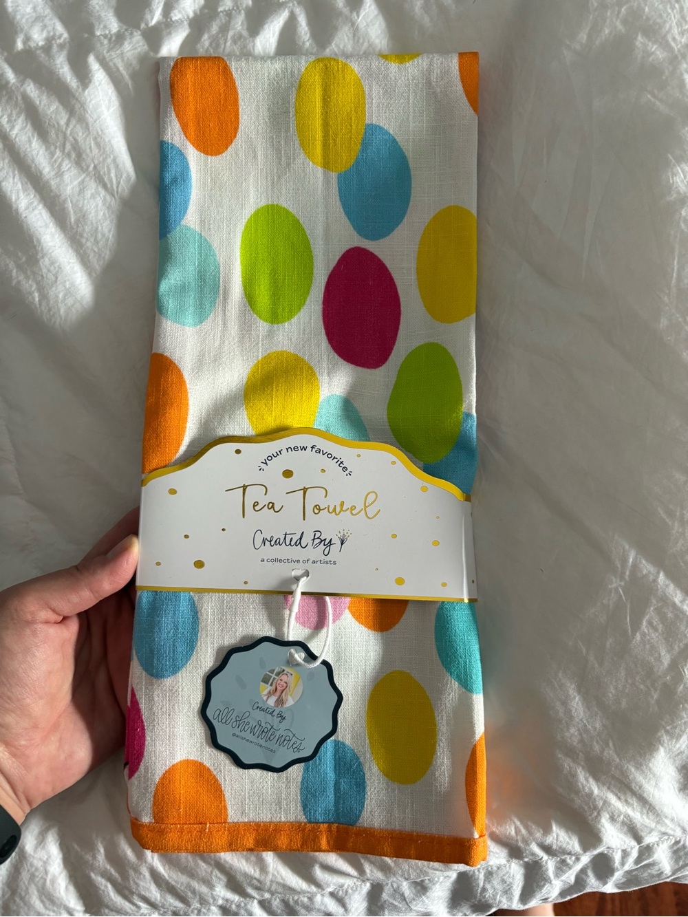 Tea Towel by Created By — Colorful Polka Dot Kitchen Towel